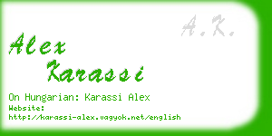 alex karassi business card